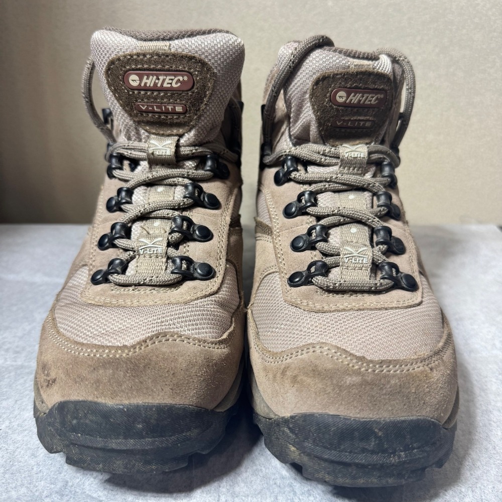 Hi-Tec Sierra V-Lite Hiking Boots Womens 8 Tan Brown Suede Mesh Mid Top 42059M